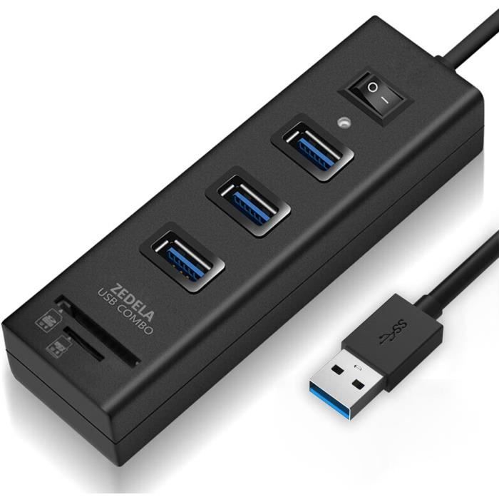ADAPTATEUR CARTE MEMOIRE Hub USB 3.0 avec Lecteur de Carte microSD + logement SD, 3 Ports USB 3.0, pour Macbook Air, MacBook Pro166