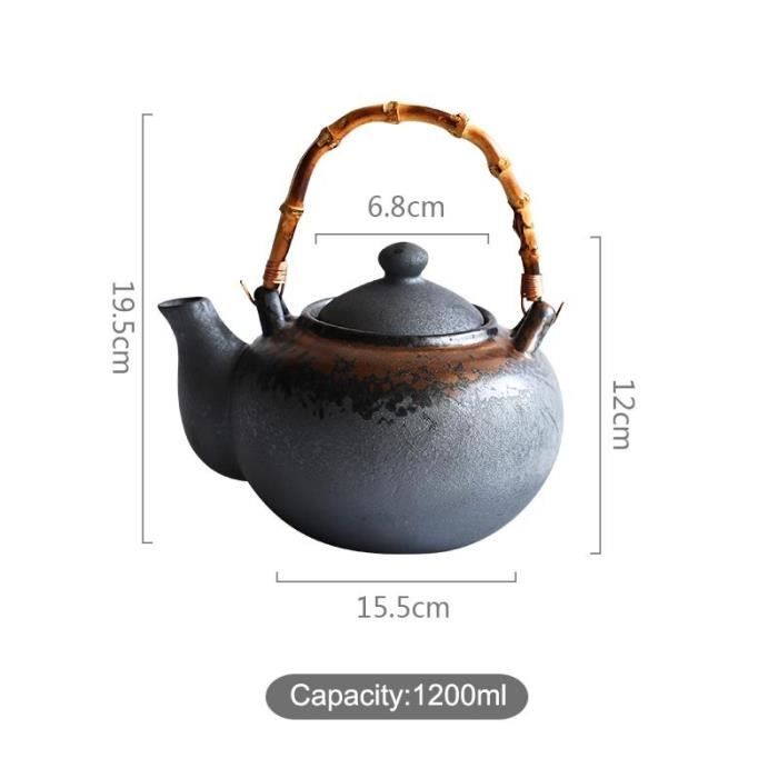 Théières,Théière de Style japonais Zen noir 1000-1200ml, bouilloire Vintage en céramique, théière de grande - Type B(Teapot)