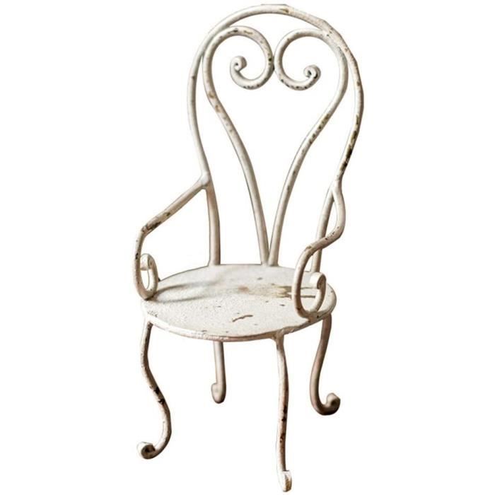 Mini Chaise planteur, Blanc, Support de Pot de Fleur Fer métal Petites Plantes Stand Tabouret Chaise pour Jardin intérieur extérieur