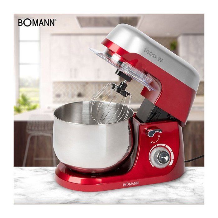 Bomann KM 6009 CB Robot à pétrir puissant avec couvercle anti-projection, réglage électronique de vitesse et fonction pulse Rouge