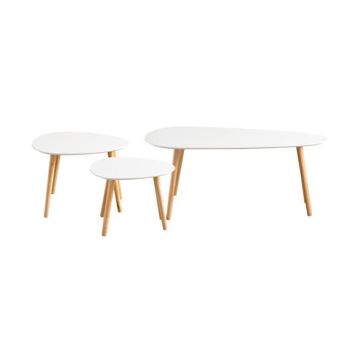 Tables gigognes laquées blanc - Lot de 3 - CaliCosy Blanc