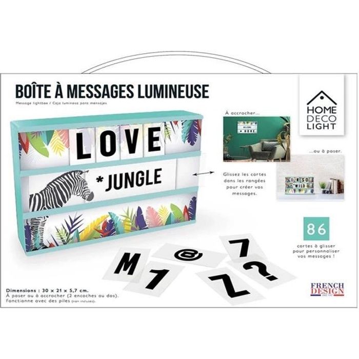 THE HOME DECO FACTORY Boite lumineuse à message A4 Exotic Sauvage