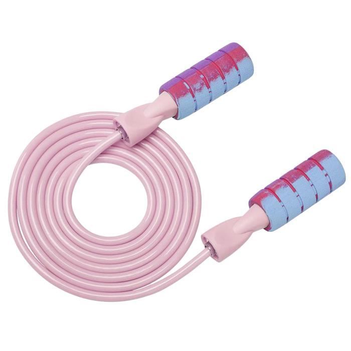 2-en-1 Corde À Sauter avec Filaire ou Sans Fil Corde À Sauter, poignées pondérés À Sauter Sauter à la Corde avec Rose filaire