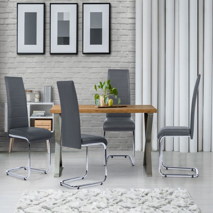 Lot de 4 chaises Mia grises pour salle à manger