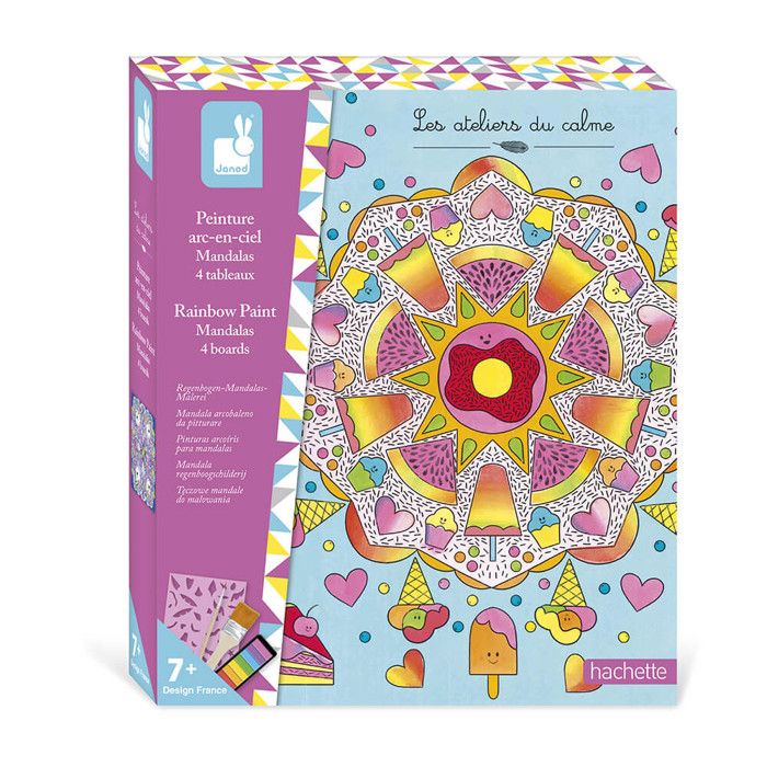 JANOD - Kit Créatif - Peinture Arc-en-Ciel Mandalas - Les Ateliers du Calme - Kit Créatif Enfant - Dès 7 Ans