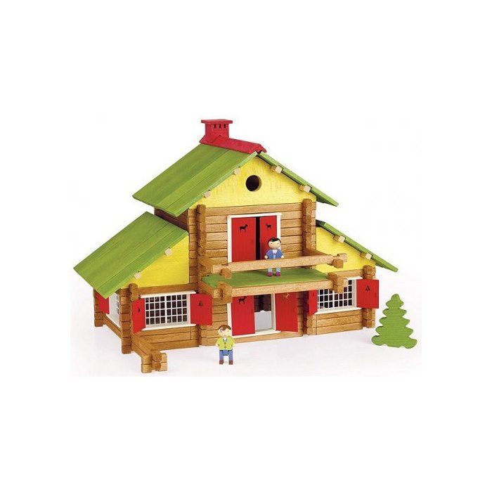 Grand Chalet Suisse 240 pieces - Jouet en bois - Fabrique en France - Maison Jeujura Construction - Enfant Des 5 ans