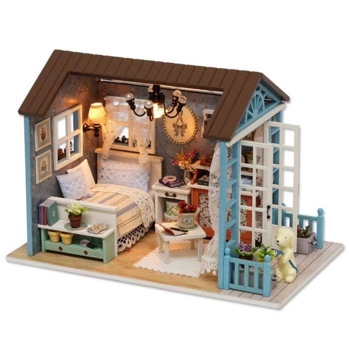 Maison de poupée DIY Jouet maison de poupée en bois miniature Jouet meuble