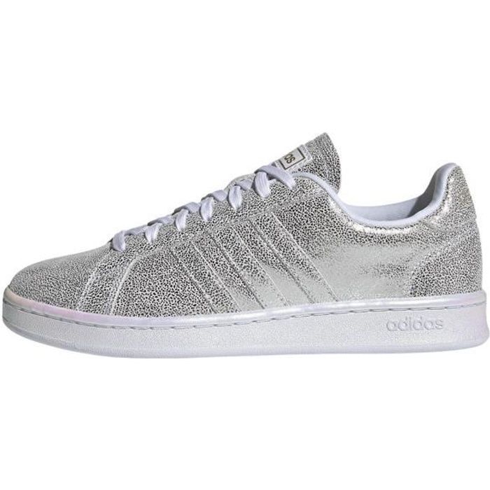 Baskets Adidas Grand Court argent femme