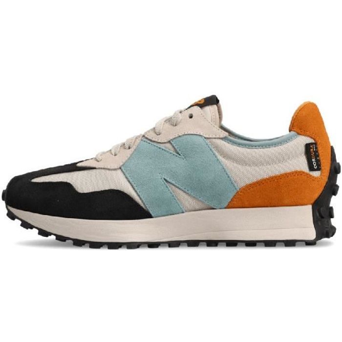 Basket New Balance - Réf. MS327-WN1. Couleur : Beige, Orange, Noir. Détails. - Tige textile et en daim. - Marquage en cuir. -