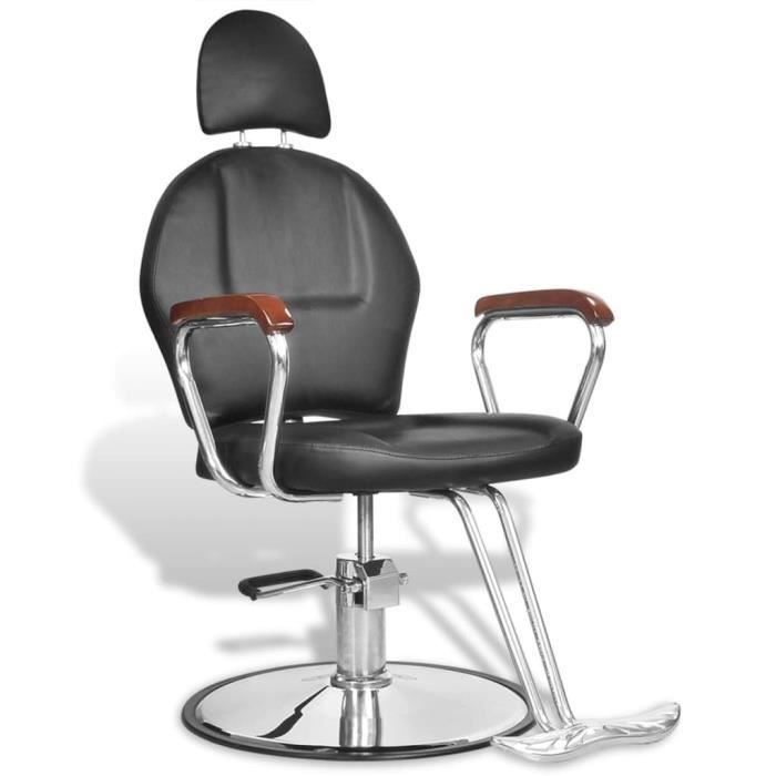 Fauteuil de coiffure Fauteuil De Barbier professionnel moderne chaise Dimensions : 60 x 84 x (90 - 100) cm en simili cuir noir