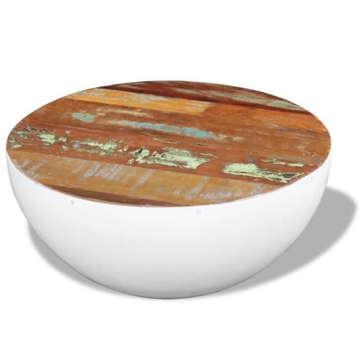 Haute qualité Luxueux Magnifique Economique Table basse sous forme de bol Bois de récupération massif 60 x 60 x 30 cm