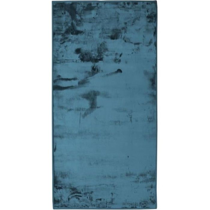 FLANELLE - Tapis extra-doux effet velours bleu foncé 60x120