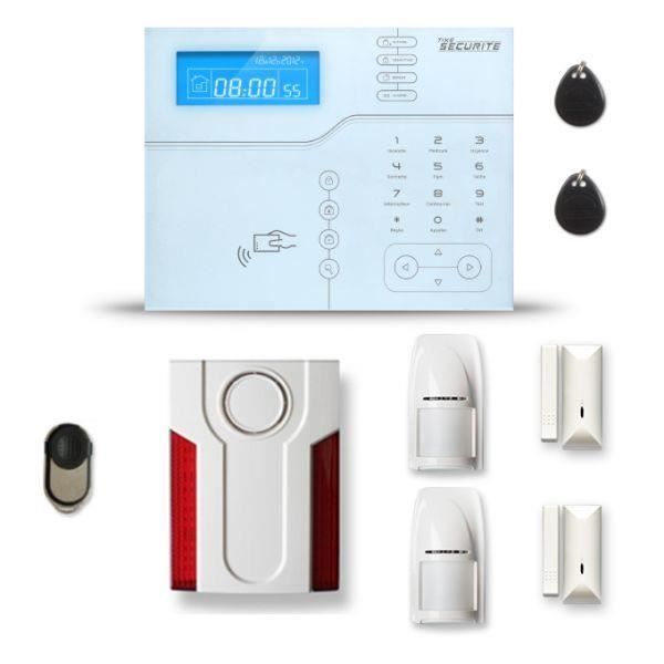 Alarme maison sans fil SHB V2 1 à 2 pièces mouvement + intrusion + sirène extérieure - Avec GSM