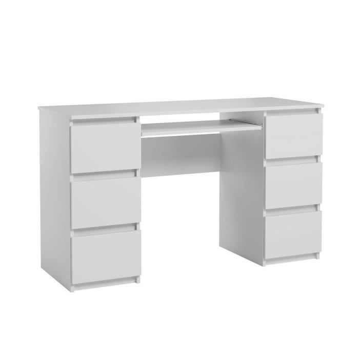 Bureau d'ordinateur. Bureau très élégant avec des tiroirs. Bureau informatique JARIS blanc mat