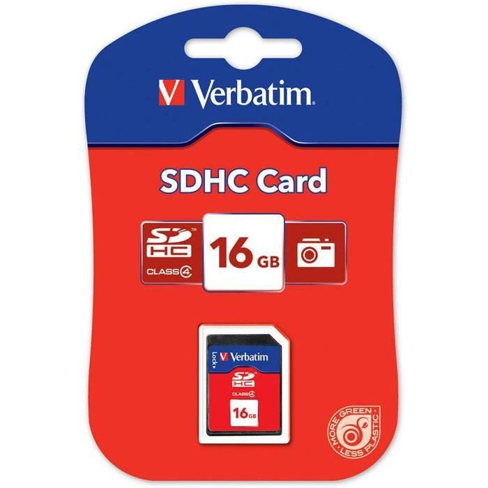 Verbatim Carte mémoire 16Go SDHC Classe 4