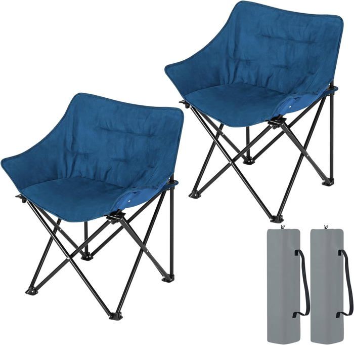 WOLTU Chaise Camping Portable Lot de 2 Fauteuil de Pêche Légère Siège en Daim Synthétique et Oxford Bleu W0ETT0187-2 WOLTU Chaise Camping Portable Lot de 2 Fauteuil de Pêche Légère Siège en Daim Synthétique et Oxford Bleu W0ETT0187-2