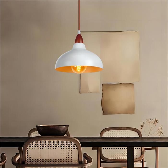 WOTTES Lustre Suspension Rétro Luminaire - Moderne Style Goutte Chapeau Plafonnier pour Salle à Manger - Ø19CM (Blanc 1 Pack)