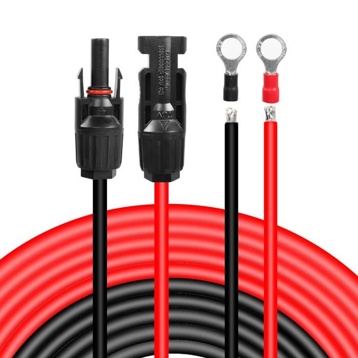 Kit Câble Extension Panneau Solaire GEYA – 6mm² Noir/Rouge – Connecteurs PV