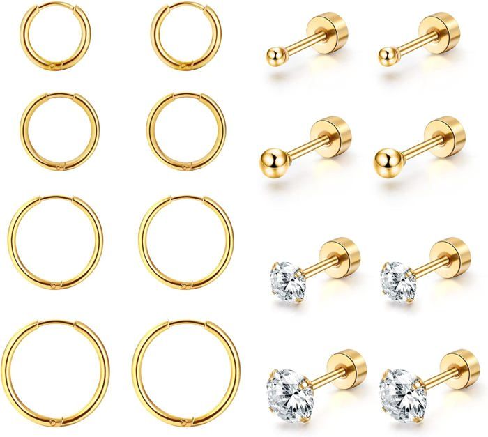 Ancienne Paire De Boucle D'oreille Plaquer Or Createur Cubique Clips