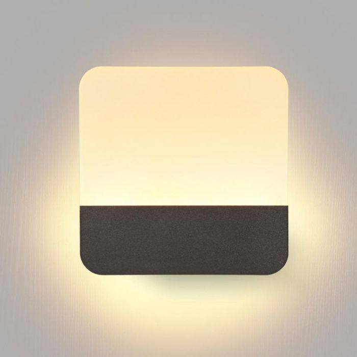 WOTTES LED Applique Murale Intérieure Lampe Murale Moderne Carrée Luminaire en Acryliquel Noir et Blanc pour Salon Blanc Chaud
