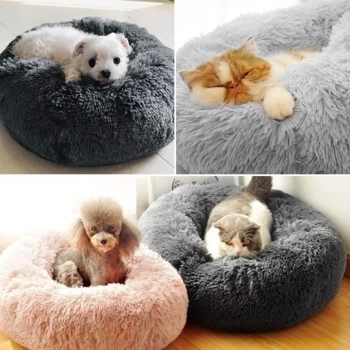Meilleurs prix pour Couchage Panier Chien Chat Corbeille Coussin Rond Hiver Chaud en Peluche Lit Animal - Rose50cm wake