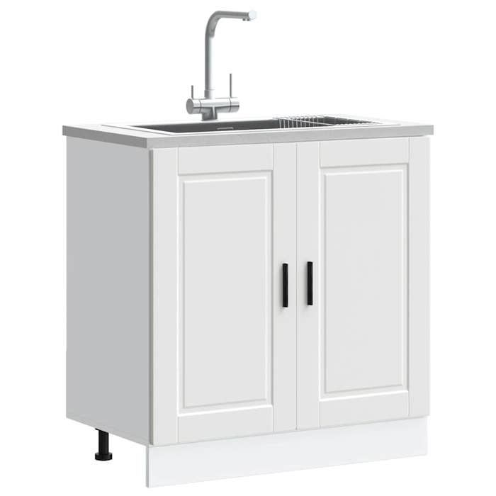 vidaXL Meuble bas pour évier Porto blanc 80x46x81 5 cm bois ingénierie 853927