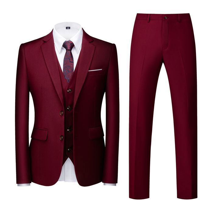 Costume 3 Pièces Homme Slim - Fabriqué En Turquie - 100% Polyester - Poches Fonctionnelles - 7