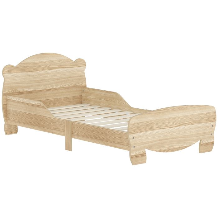 Lit enfant - AIYAPLAY - 70x140 cm - barrières de sécurité - thème dours - pour garçons filles âgés de 3 à 6 ans - bois naturel