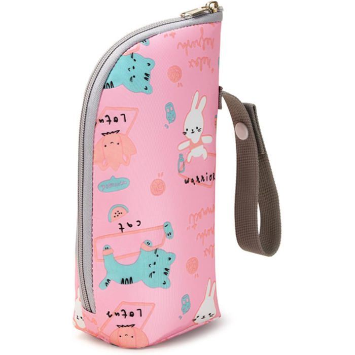 WAXKOP Sac Isotherme Biberon Portable – Motif Chat Bleu – Maintient Chaud 4h – Fixation Poussette & Voyage