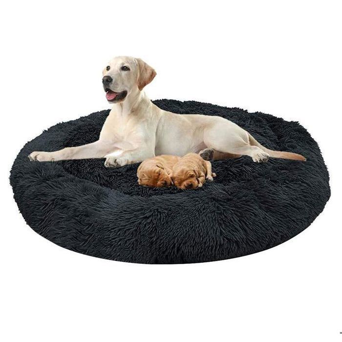Comparer les prix de Panier Chien Lit pour Chien Grande Taille Ø100 cm - Doux et Confortable Lavable en Machine Noir