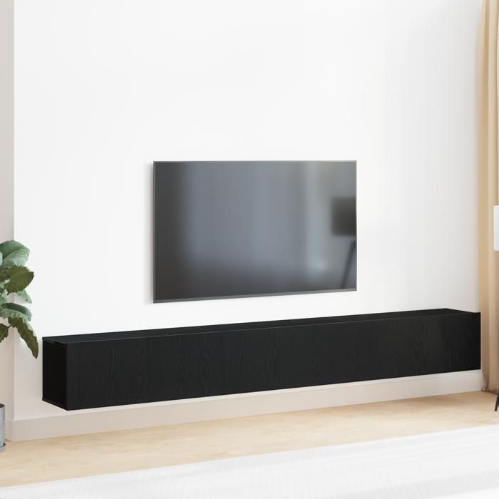 Moderne Ensemble de meuble TV-Armoire HIFI 3 pcs en bois dingénierie noir @FR(119218)