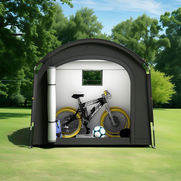 Tente de rangement pour vélos améliorée portable et imperméable pour 2 vélos avec couverture de pluie, abris pour vélos robustes pour l'extérieur, couverture de rangement pour vélos pour arrière-cour