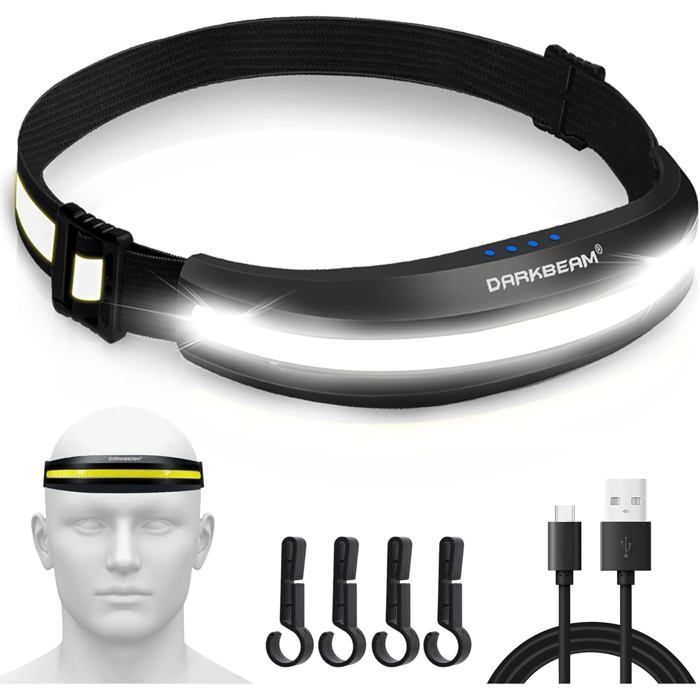 Lampe Frontale Rechargeable USB, Torche Frontale 1800mAh 1800 Lux Super Lumineuse avec 5 Modes d'éclairage Lampe Frontale COB Etanche IPX5 pour la Pêche/le Camping/le Cyclisme/la Chasse/la Randonnée