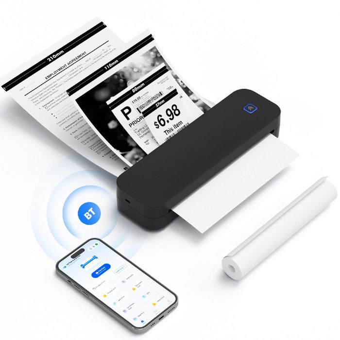 imprimante Bluetooth Imprimante Thermique A4 (210*297mm)Compatible Android / IOS/Windows， aux familles de bureaux en plein air