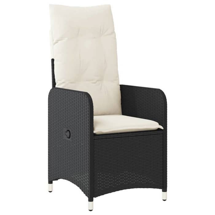 CHIC Chaise inclinable de jardin avec coussins noir résine tressée - 545x585x92 cm 223265 S11
