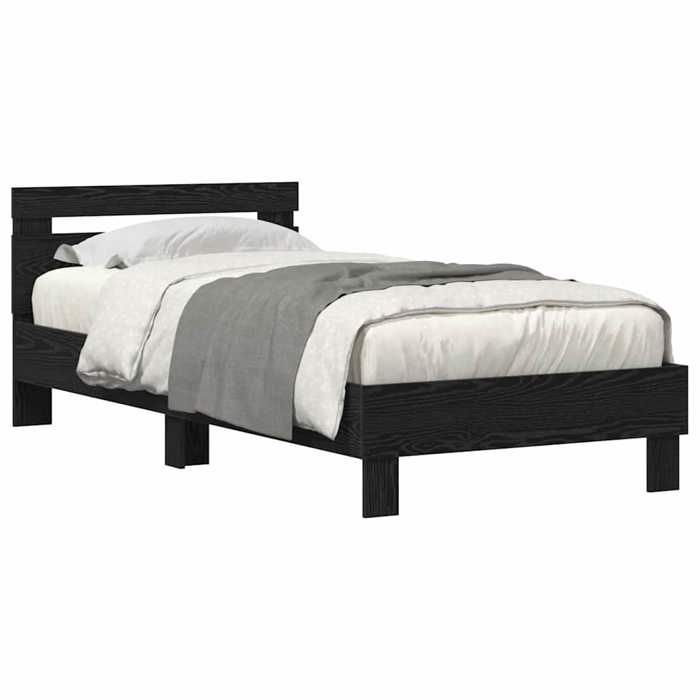 BEST-HOME Meuble de chambre - UU - Cadre de lit Chêne noir 90 x 190 cm Bois dingénierie HH14922