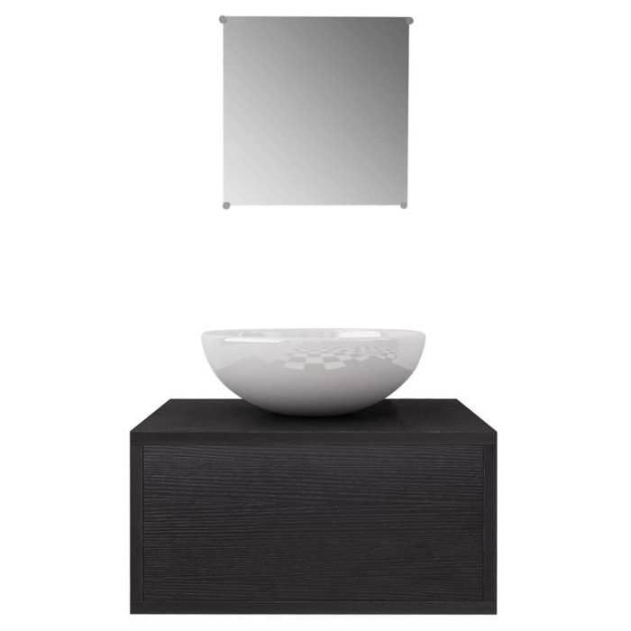 Meuble de salle de bain avec lavabo et robinet - MEUBLECHIC - 4 pièces - 40x34x20 cm - Miroir 30x30 cm