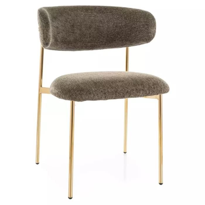 Chaise - Meubles&Design - Chaise tissu olive pieds métal doré design élégant et assise moelleuse JULIAZ Chaise - Meubles&Design - Chaise tissu olive pieds métal doré design élégant et assise moelleuse JULIAZ