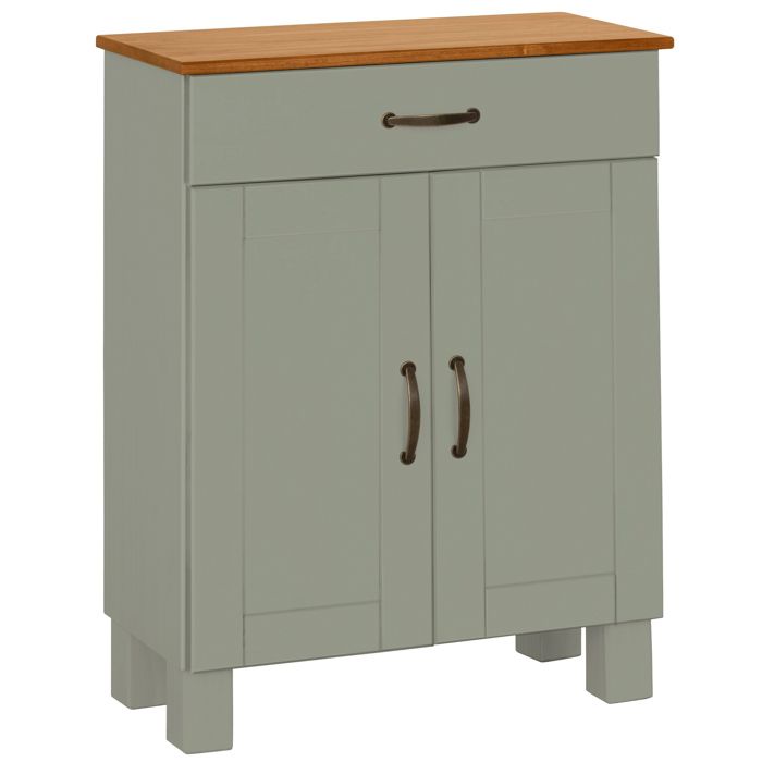Alby-armoire De Salle De Bain Avec 2 Portes 1 Tiroir Aspect Bois Vert Alby-armoire De Salle De Bain Avec 2 Portes 1 Tiroir Aspect Bois Vert