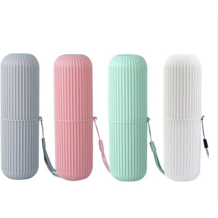 Ensemble de 4 pièces&nbsp;: porte-brosse à dents de voyage gobelet de bain de bouche portable et boîte de rangement multifonctionnelle.