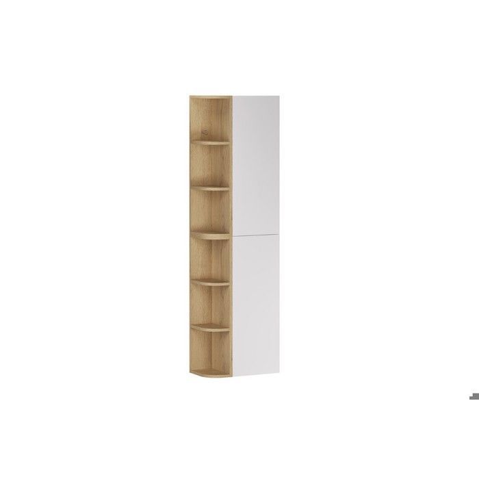 Meuble colonne de salle de bain suspendu ASTER blanc 45 x 160 cm avec extension d’angle ouverte
