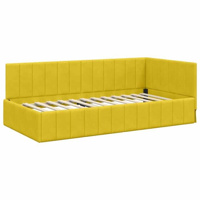 Lit 90cmx190cm - VIDAXL - Cadre de lit dangle MODERNE - Jaune 90 cmx190 cm Velours L16792
