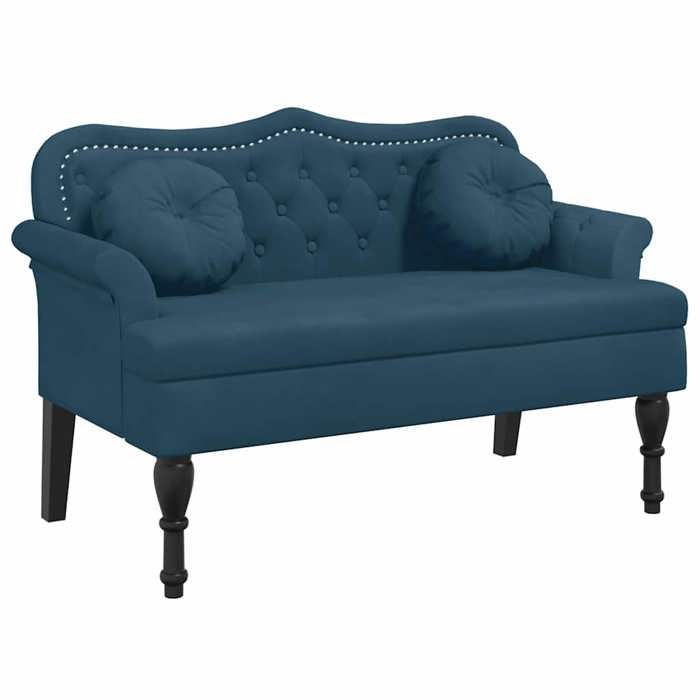 Bleu Meuble dentrée -  Banc avec coussins bleu 1205x65x75 cm velours m5367