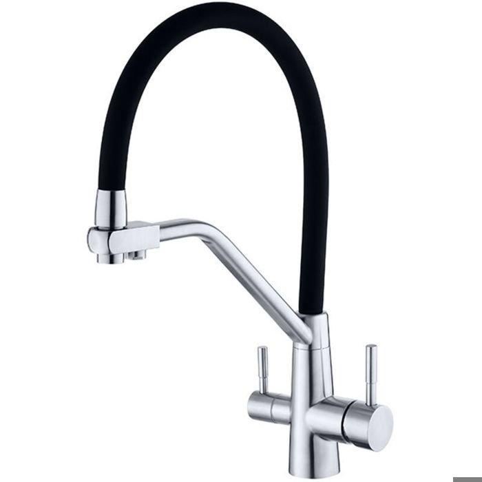 Robinet de Cuisine 3-en-1 en Laiton avec Filtration dEau Mitigeur Évier Extractible à Double Commande pour Eau Chaude/Froid
