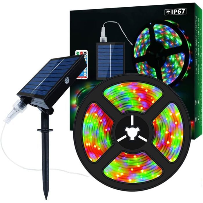 Guirlande lumineuse LED solaire 5m – 280 LED RVB avec 8 modes – Étanche IP67 pour décoration jardin piscine arbres