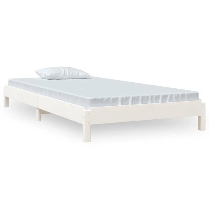 Lit empilable sans matelas - vidaXL - bois de pin massif - blanc - 1 place - sans matelas - 90 x 190 cm 840czc62e
