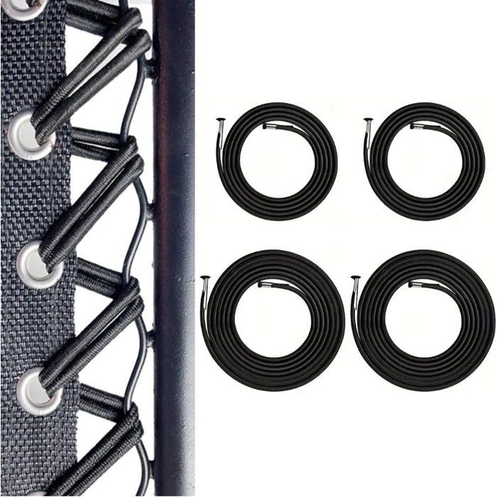 Kit de Cordons Élastiques de Rechange pour Chaise Zéro Gravité 4 Pièces Réparation Fauteuil Relax Jardin Noir