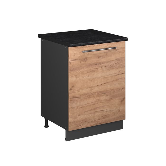 Meuble bas de cuisine Fame-Line 60cm 1 porte avec plan de travail Chêne de force doré/Anthracite Vicco 65162