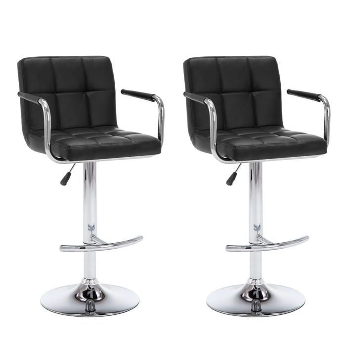 Les SoldesTabourets de bar Tabourets Cuisine - (2 pcs) - 2 personnes - noir similicuir(46x49x(93 - 113) cm) tri55g