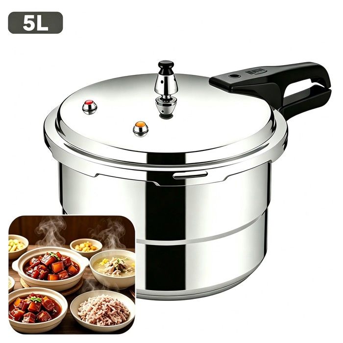 Autocuiseur Aluminium 5L Compatible Gaz & Induction Avec Panier Vapeur Cuisson Rapide Légumes Viandes & Légumineuses